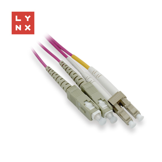 LYNX duplexní patch kabel MM, OM4, LC/SC, 50/125µm, 15m