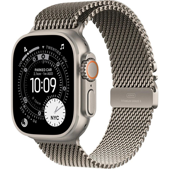 Apple Watch Ultra 3 GPS + Cellular 49mm Natural Titanium Case with Natural Titanium Milanese Loop - Small