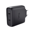 TRUST napájecí adaptér MAXO 65W 2-Port, USB-C, černá