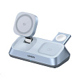 UGREEN magnetická bezdrátová nabíječka 3v1 MagFlow Qi2.2, 25W, MagSafe, stříbrná