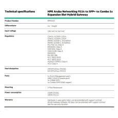 HPE Aruba Networking 9114 4x SFP+ 4x Combo 1x Expansion Slot Hybrid Gateway