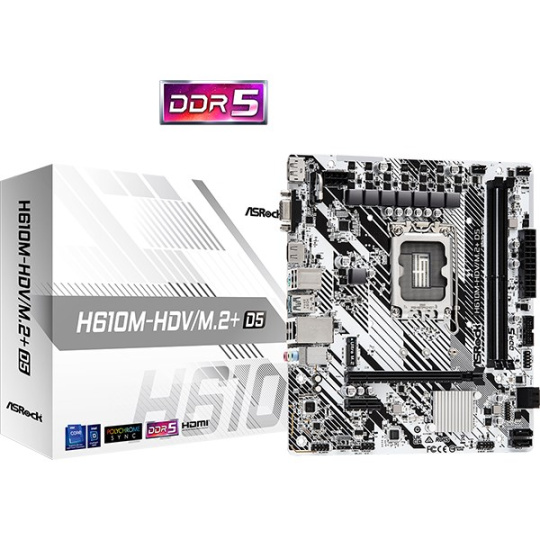 BAZAR - ASRock MB Sc LGA1700 H610M-HDV/M.2+ D5, Intel H610, 2xDDR5, 1xDP, 1xHDMI, 1xVGA, mATX - Po opravě (Bez příšlušen BAZAR - ASRock MB Sc LGA1700 H610M-HDV/M.2+ D5, Intel H610, 2xDDR5, 1xDP, 1xHDMI, 1xVGA, mATX - Po opravě (Bez příšlušen