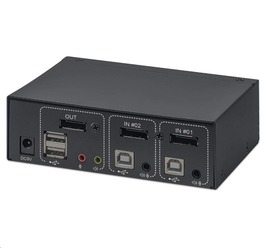Manhattan DP přepínač, 2-Port DisplayPort KVM Switch, 4K@60Hz, černá  E-shop MEGABYTE,