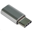 PREMIUMCORD Adaptér USB 3.1 C/male - USB 2.0 Micro-B/female, stříbrný