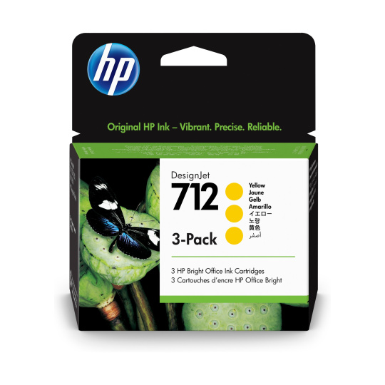 HP 712 3-Pack 29-ml Yellow DesignJet Ink Cartridge
