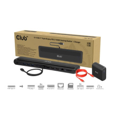 Club3D Dokovací stanice 12v1, USB-C 3.2, 2xHDMI, 1xDP, 2xUSB-C, 3xUSB, 1xmicroSD/SD, 1xRJ45, 1x3.5mm Jack, černá