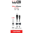 WG - Datový kabel Lightning MFi na USB-A, 20 cm, 2.4A, černá