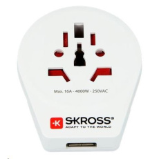 SKROSS cestovní adaptér Europe USB pro cizince v ČR, USB-A, 12W, typ E/F