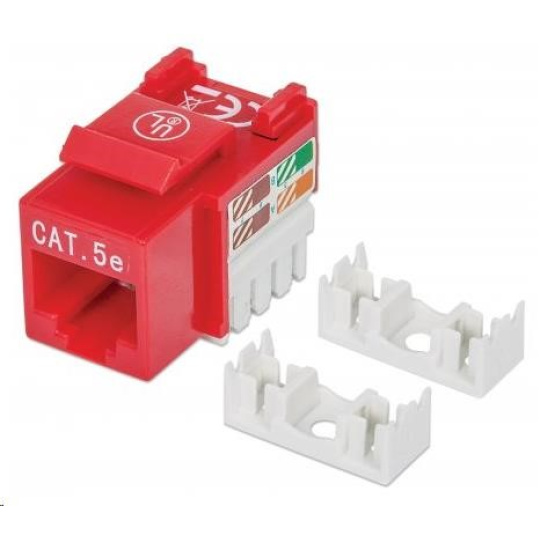 Intellinet Cat5e Keystone Jack, UTP, Red, Punch-down