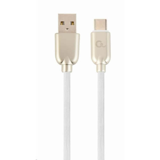 GEMBIRD Kabel USB 2.0 AM na Type-C kabel (AM/CM), 1m, pogumovaný, bílý, blister, PREMIUM QUALITY