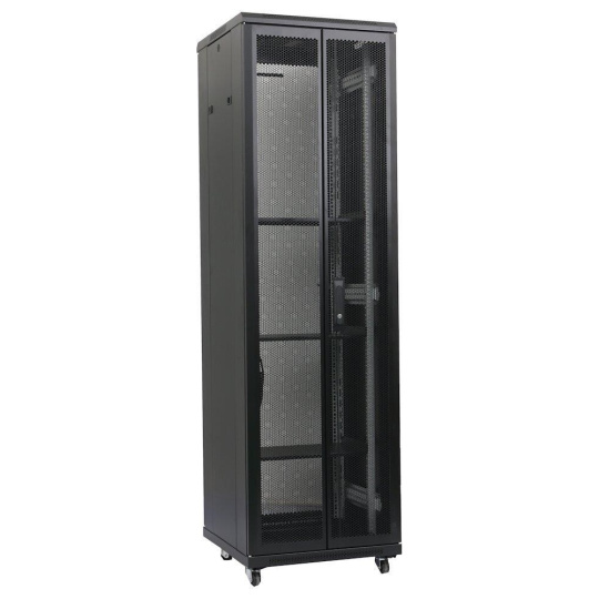 XtendLan 19" stojanový rozvaděč 42U 800x1000, nosnost 1000kg, perforované dveře i záda, kolečka, rozložený, černý XtendLan 19" stojanový rozvaděč 42U 800x1000, nosnost 1000kg, perforované dveře i záda, kolečka, rozložený, černý