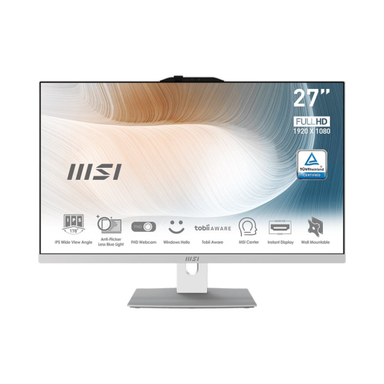 MSI AIO Modern AM272P 12M-470XEU, Intel Core i7-1260P, Chipset SoC, 27" LCD, 1x8 GB DDR4, 512GB SSD, WI-FI, bílá W11P