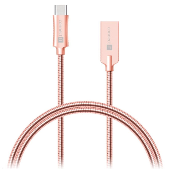 CONNECT IT Wirez Steel Knight USB-C (Type C) - USB-A, metallic rose-gold, 1 m