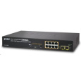 Planet GS-4210-8P2S PoE+ switch 8x 10/100/1000Base-T, 2x SFP, 802.3at do 120W, VLAN, SNMP/WEB