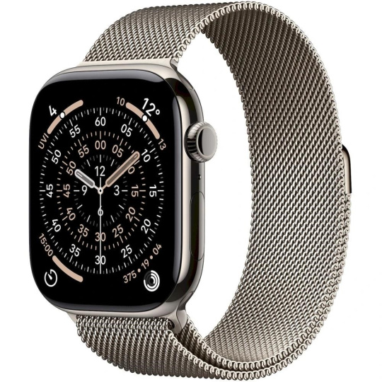 Apple Watch Series 11 GPS + Cellular 42mm Natural Titanium Case with Natural Milanese Loop Apple Watch Series 11 GPS + Cellular 42mm Natural Titanium Case with Natural Milanese Loop