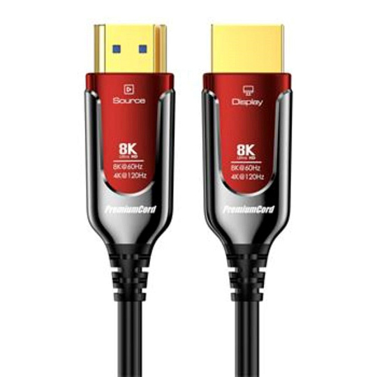 BAZAR - PREMIUMCORD Ultra High Speed HDMI 2.1 optický fiber kabel 8K@60Hz, zlacené 15m - Poškozený obal (Komplet)