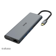 BAZAR AKASA Dokovací stanice USB-C 14v1, USB-C (power+data), USB 2.0, 2xHDMI, VGA, RJ45.. ROZBALENO