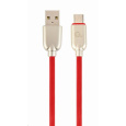 GEMBIRD Kabel USB-A na USB-C kabel (AM/CM), 2m, pogumovaný, červený, blister