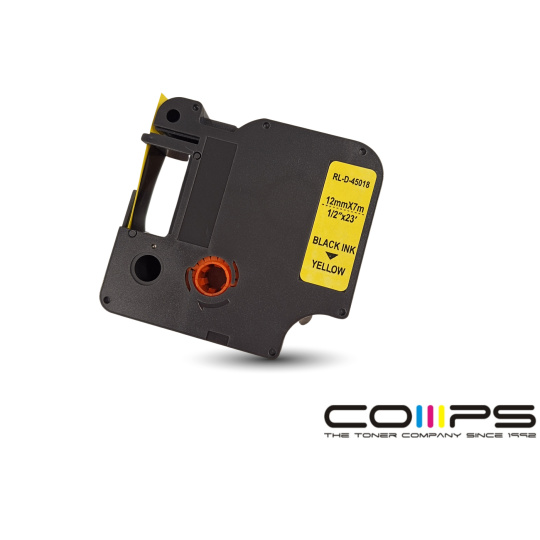 Kompatibilní páska DYMO 45018, S0720580, černý tisk/žlutý podklad, 7mx12mm Kompatibilní páska DYMO 45018, S0720580, černý tisk/žlutý podklad, 7mx12mm