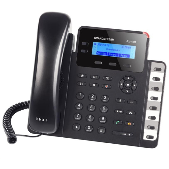 Grandstream GXP1628 [VoIP telefon - 2x SIP účet, HD audio, 3 prog.tl.+8 předvoleb, switch 2xLAN 1000Mbps, PoE]