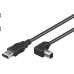 PREMIUMCORD Kabel USB 2.0 A-B propojovací 5m - zahnutý B konektor 90°