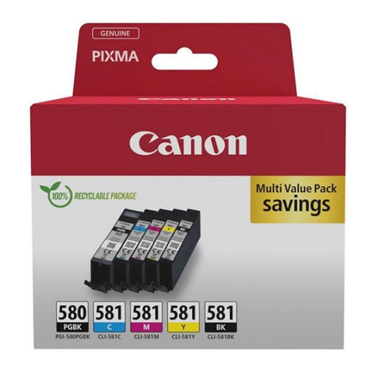 Canon CARTRIDGE PGI-580/CLI-581 BK/CMYK Multi-pack SEC pro PIXMA TS615x,625x,635x,815x,915xTR7550,8550
