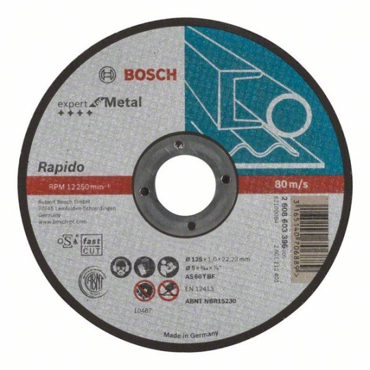 BOSCH dělicí kotouč rovný Expert for Metal – Rapido, AS 60 T BF, 125 mm, 1,0 mm