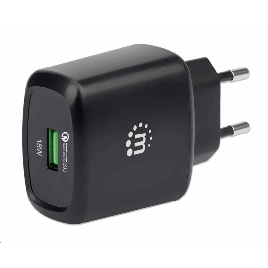 Manhattan nabíječka - 18 W, USB-A, Europlug, černá