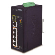 Planet IGS-614HPT, PoE switch, 5x 1000Base-T, 1x SFP, 4x PoE 802.3at, -40~+75°C, 12-56VDC, dual-power, DIN