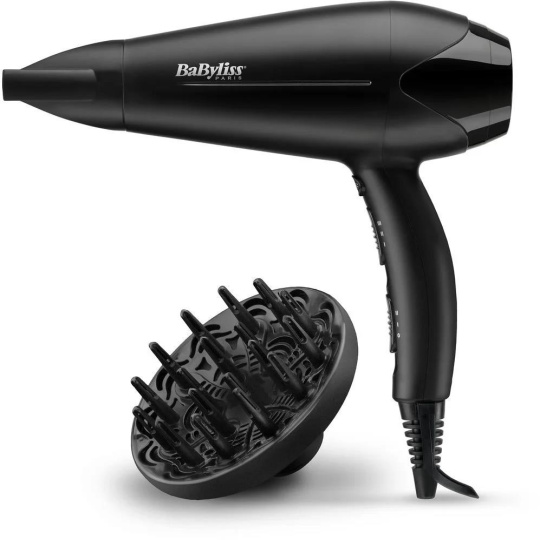 BaByliss D563DE fén, 2100 W, 2 rychlosti, 3 teploty, studený vzduch, s difuzérem, černý