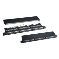 19" Patch panel XtendLan 24port, STP, Cat6, 30µm, duální svorkovnice, černý