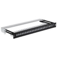 19" modulární stíněný patch panel LEXI-Net 24port, černý, výsuvný