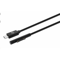 Manhattan nabíjecí kabel, Surface Connect to USB-C Charging Cable (M/M), 15 V / 3 A, 1.8m, černá