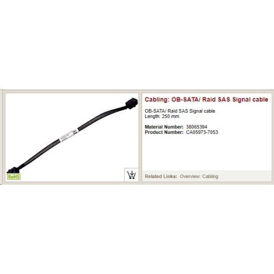 FUJITSU RAID Upgrade kit - pro TX1330M5 s CP500i - pro HDD číislo 5 až 8 - OB-SATA / RAID SAS signal cable