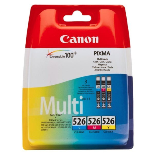 Canon CARTRIDGE CLI-526 C/M/Y Multi pack pro PIXMA MG5150, IP4x50, MG5x50, MG8250, MX715 (450 str.)