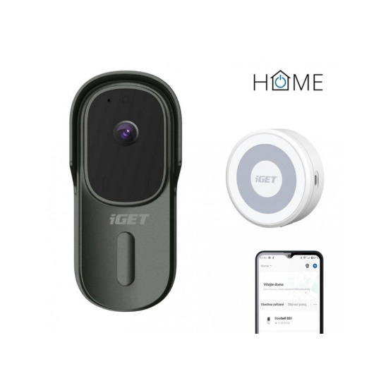 iGET HOME Doorbell DS1 Anthracite + Chime CHS1 White