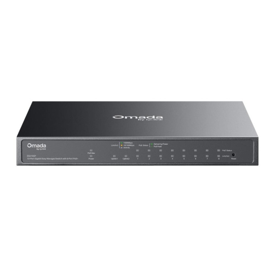 TP-Link OMADA switch ES210GP (9xGbE,1xGbE/SFPcombo,8xPoE+,63W, fanless) TP-Link OMADA switch ES210GP (9xGbE,1xGbE/SFPcombo,8xPoE+,63W, fanless)