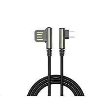 WG - Datový kabel Micro USB na USB-A, 1 metr, 90 stupňů zahnutý, černá WG - Datový kabel Micro USB na USB-A, 1 metr, 90 stupňů zahnutý, černá