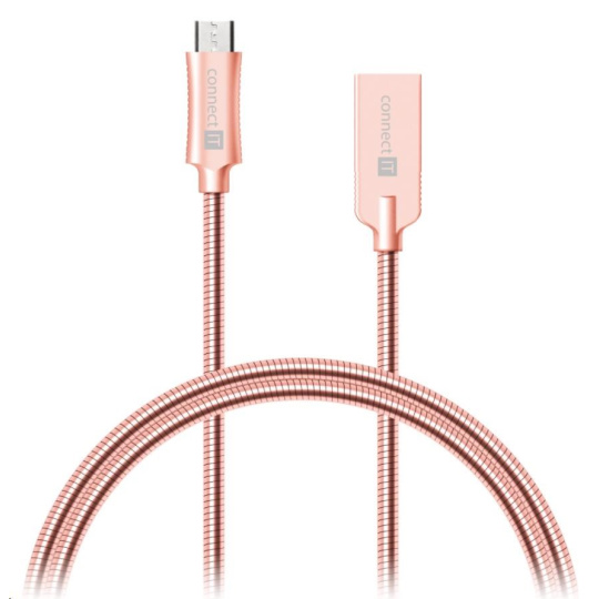 CONNECT IT Wirez Steel Knight Micro USB - USB, metallic rose-gold, 1 m