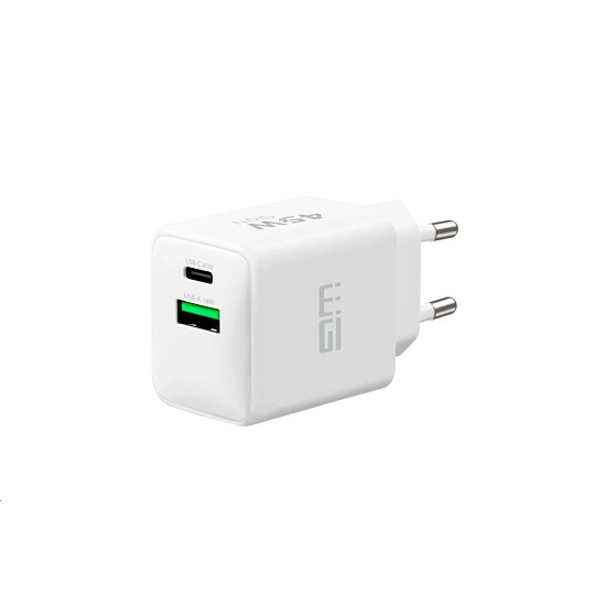 WG Síťová nabíječka GaN 2xUSB (A+C)/USB-C PD45W+USB-A QC3.0 18W/white