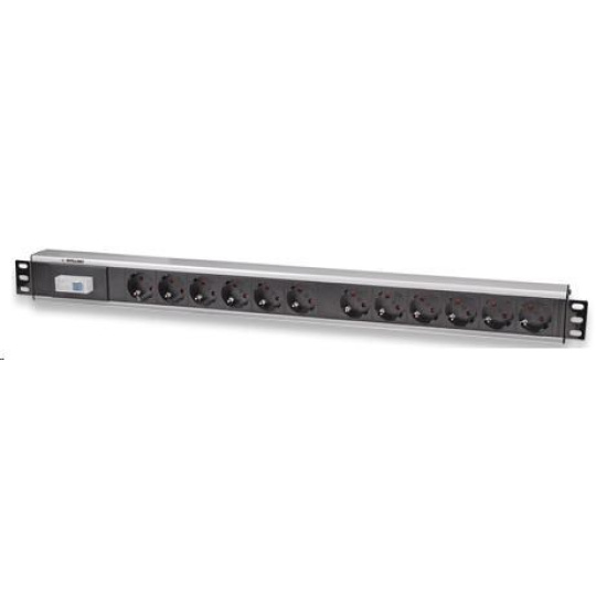 Intellinet Vertical Rackmount 12-Way Power Strip - German Type, rozvodný panel, 12x DE zásuvka, 1.6m kabel