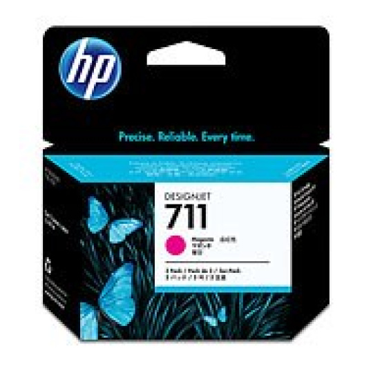 HP 711 Magenta DJ Ink Cart, 29 ml, 3-pack, CZ135A