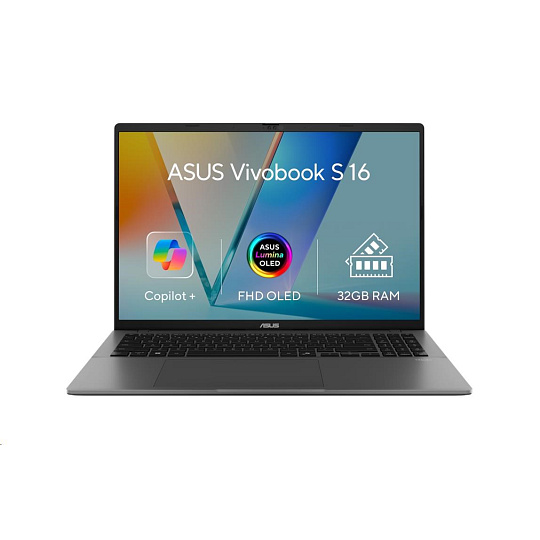 ASUS NTB Vivobook S 16 (M3607GA-OLED078X), Ryzen AI 9 H 465, 16" 1920 x 1200, 32GB, 1TB SSD, Radeon, W11 Pro, Gray