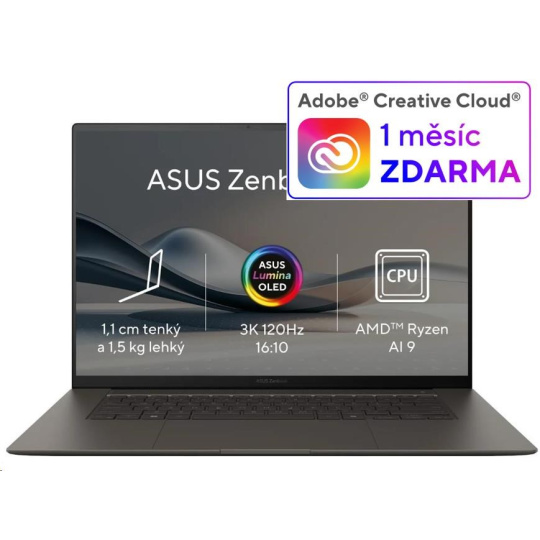 ASUS NTB Zenbook S (UM5606WA-OLED221X), AI9-HX370, 16" 2880 x 1800, 32GB, 1TB SSD, AMD Radeon, W11 Pro, Gray