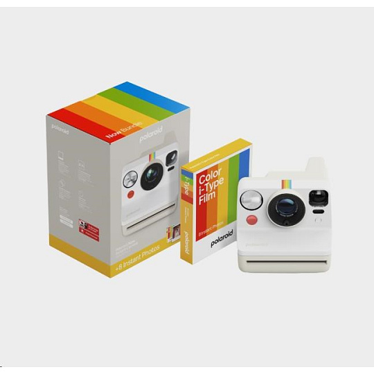 BAZAR - Polaroid Now Gen 3 Pebble White bundle with Color Film (8 photos) - Poškozený obal (Komplet)