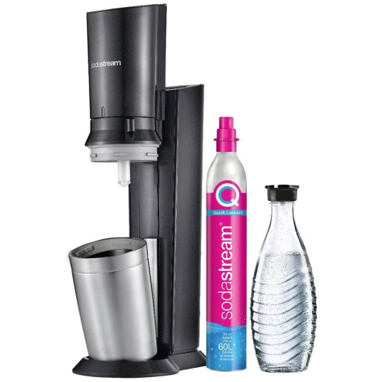 SodaStream Crystal 3.0 výrobník sody, 0,6l skleněná karafa, bombička s CO2, černý