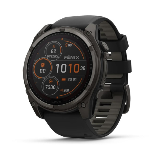 Garmin - fenix 8 Solar Sapphire - 51 mm - Carbon Gray DLC Titanium with Black | Pebble Gray Silicone Band, EU Garmin - fenix 8 Solar Sapphire - 51 mm - Carbon Gray DLC Titanium with Black | Pebble Gray Silicone Band, EU