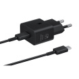 Samsung síťová nabíječka EP-T2510XBE + kabel USB-C, 25W, černá