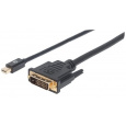MANHATTAN kabel Mini DisplayPort 1.2a Male to DVI-D 24+1 Male, 1.8 m, černý