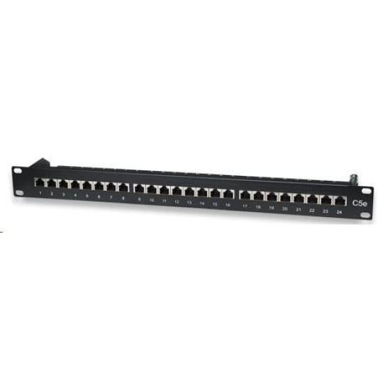 Intellinet Patch Panel, 19", Cat5e, 24-Port, FTP, 1U, Black